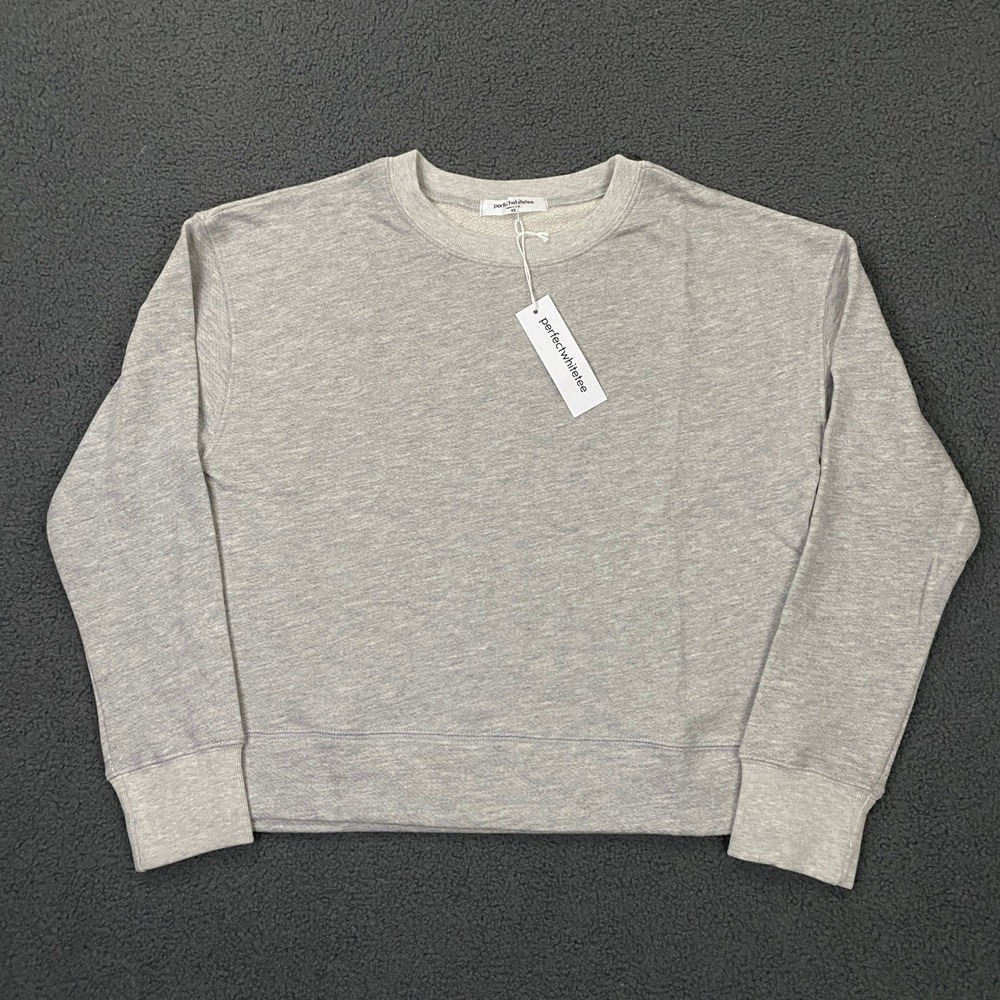 Perfectwhitetee Sweatshirt Womens XS Heather Gray French Terry Soft Lounge USA